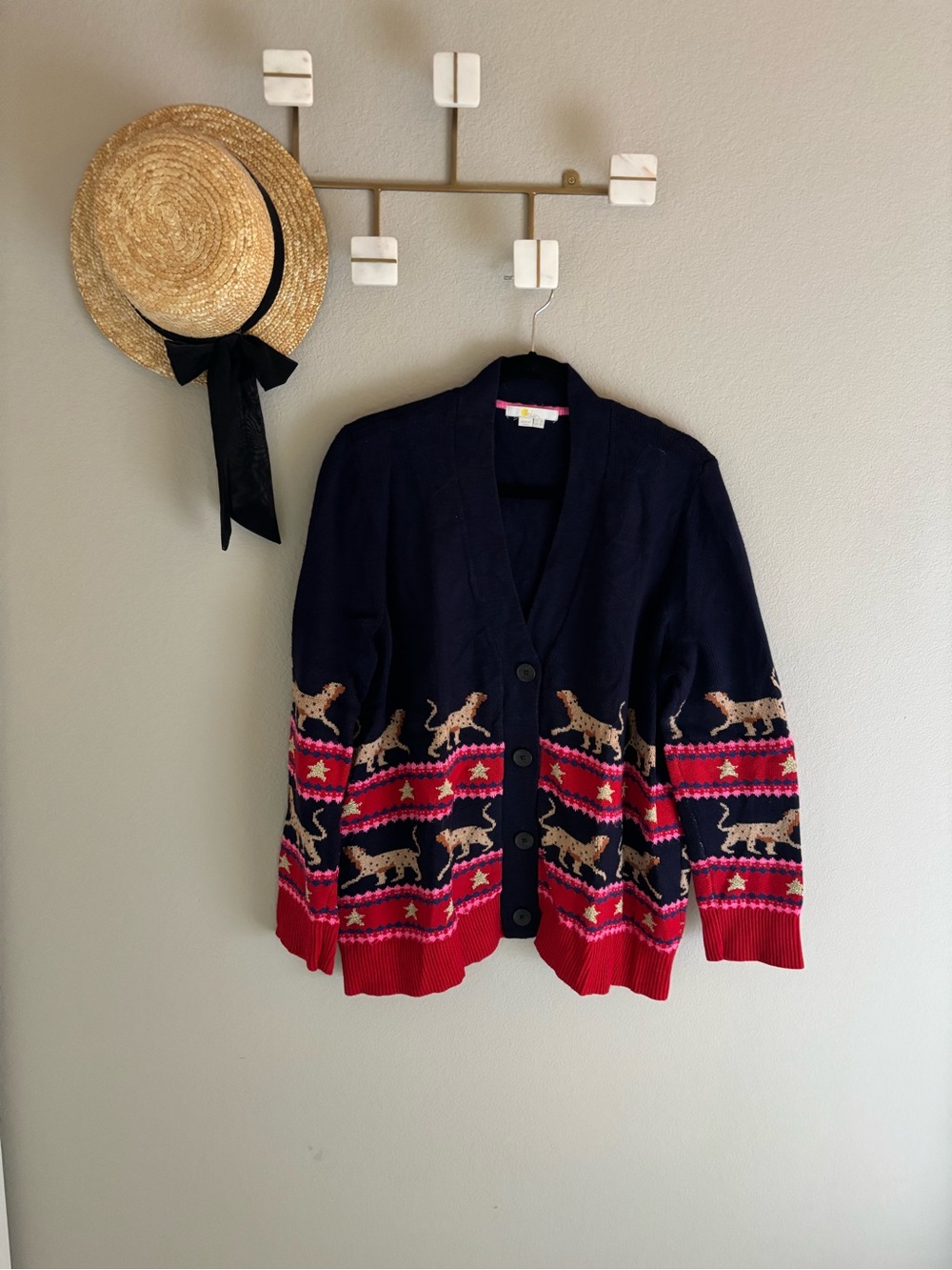 Boden Leopard and Stars Knit Cardigan 12